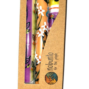 3 Nobunto Handmade Taper Candles - Imbali Design African Dinner Candle BRAND NEW